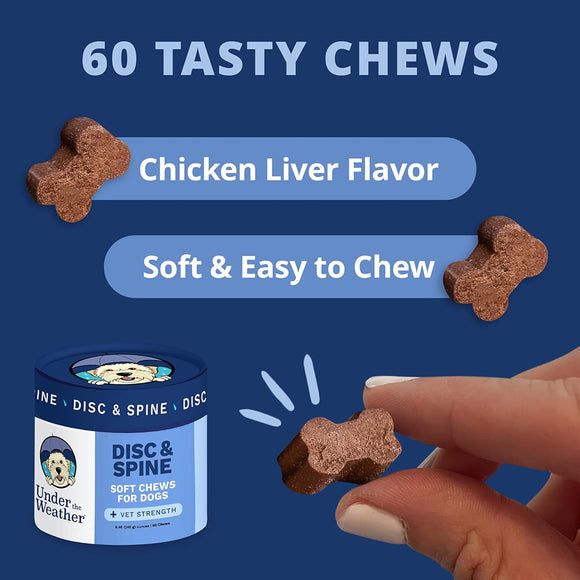 Under The Weather Disc & Spine Vet Strength Support for Dogs (60 soft chews)