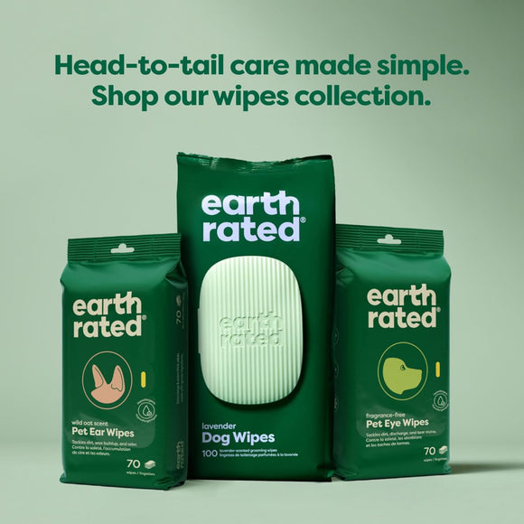 Earth Rated Hypoallergenic Dog Grooming Wipes -Unscented (100 count)