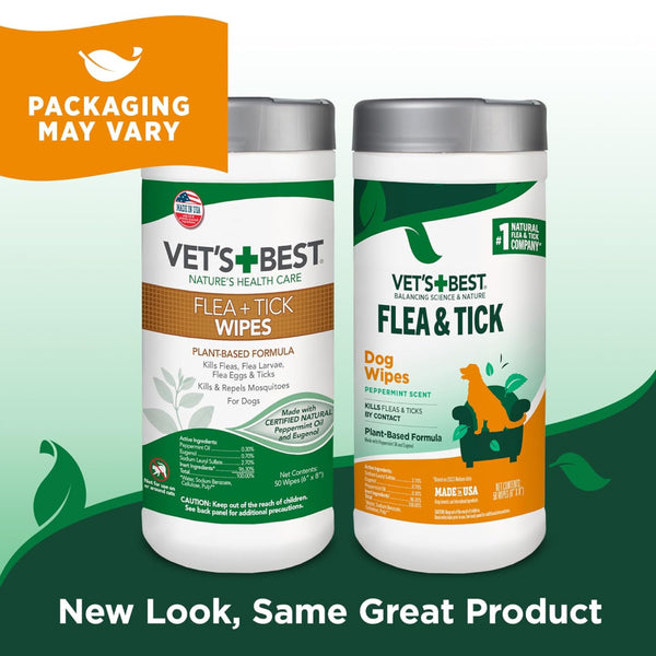 Vet's Best Flea and Tick Wipes for Dogs & Cats (50 ct)