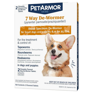 PetArmor 7 Way De-Wormer Small Dogs & Puppies 2 Counts  - In Clamshell