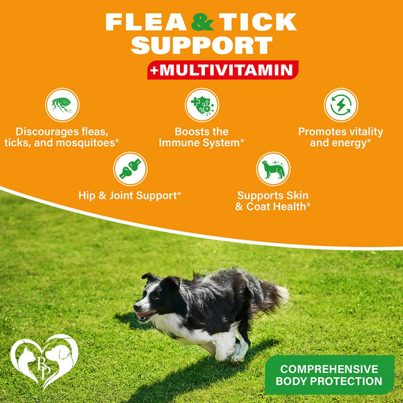 Beloved Pets Natural Flea & Tick Support + Multivitamin Chicken Flavored Soft Chews for Dogs (10 oz)