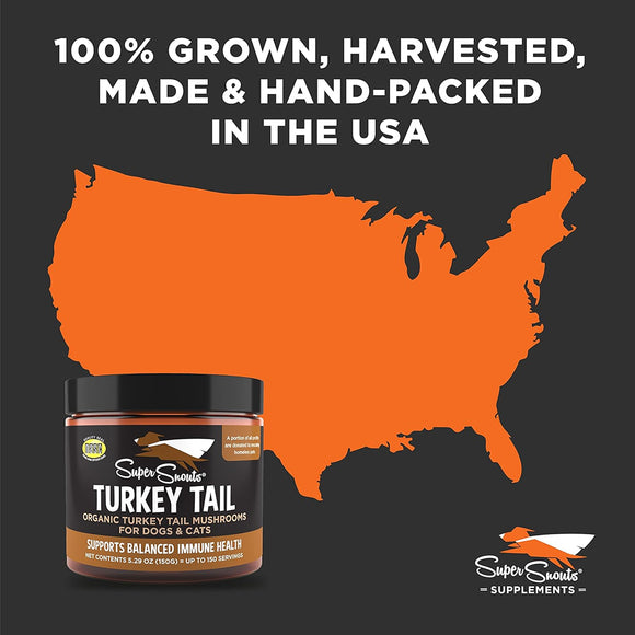 Super Snouts Turkey Tail Mushroom Organic Immune Health Supplement for Dogs & Cats