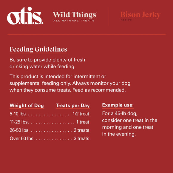 OTIS Wild Things Bison Jerky Treats for Dogs (4 oz)