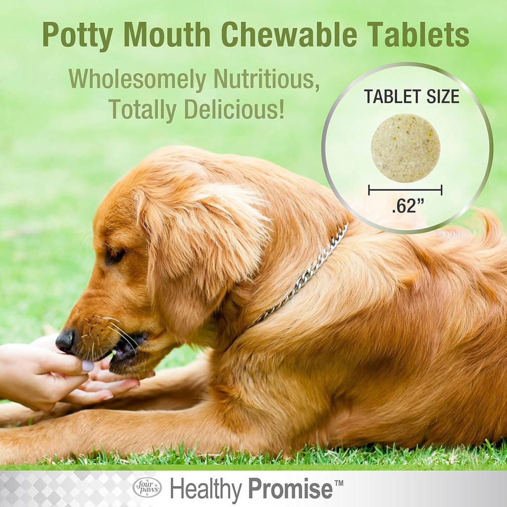 Four Paws Healthy Promise Potty Mouth - Coprophagia Stool Eating Deterrent Tablets for Dogs (90 ct)