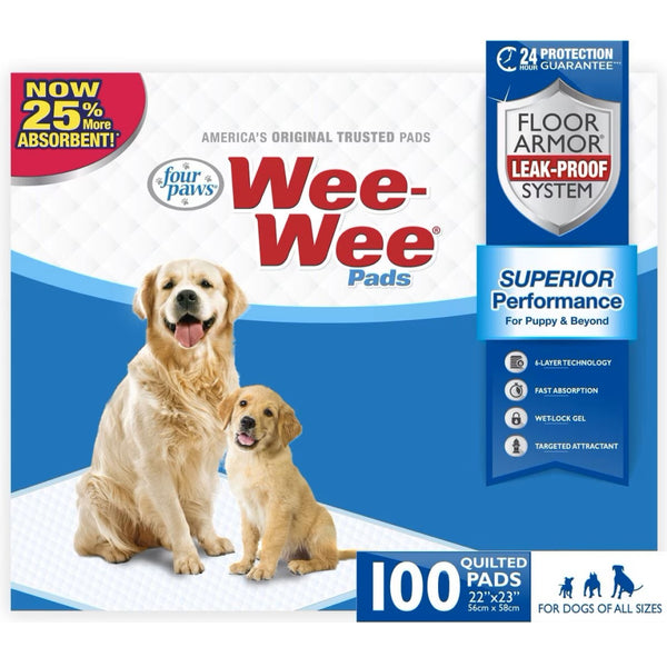 Four Paws Wee-Wee Superior Performance Standard Dog Pee Pads - 22"x23" inch