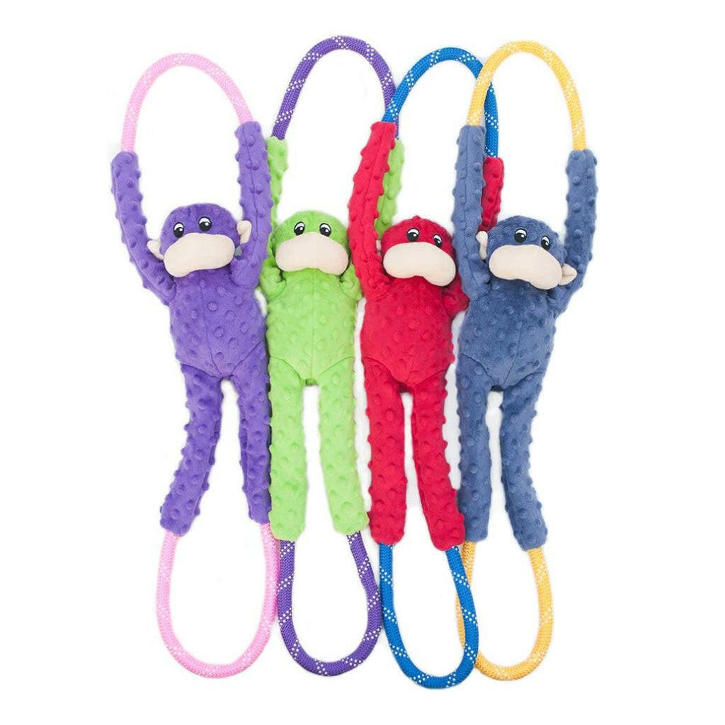 Zippy Paws Monkey RopeTugz Durable Rope Squeaky Chew Toy For Dog Red (Large)