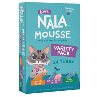 Love Nala Mousse Lickable Treats For Cats -Variety Pack (0.5 oz tube x 24)