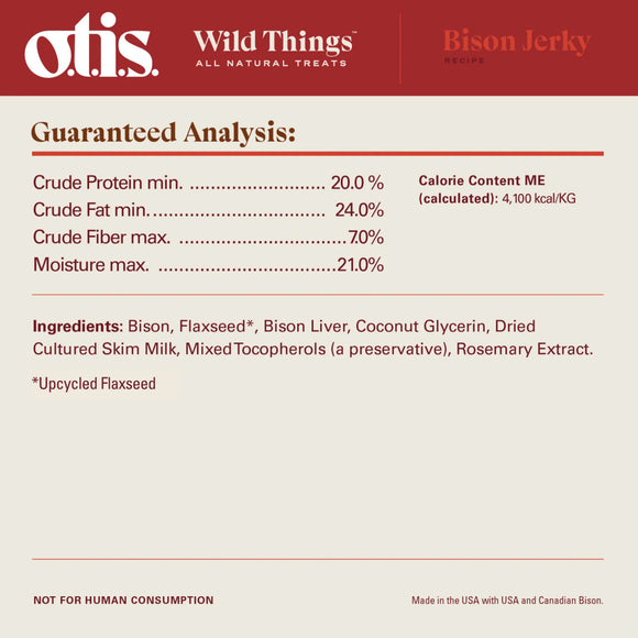 OTIS Wild Things Bison Jerky Treats for Dogs (4 oz)