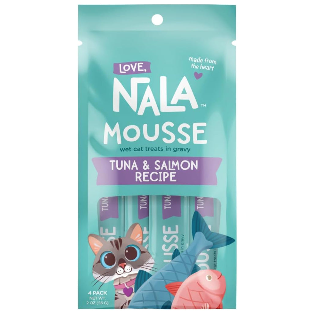 Love Nala Mousse Tuna & Salmon Recipe Lickable Treats For Cats (0.5 oz tube x 4)