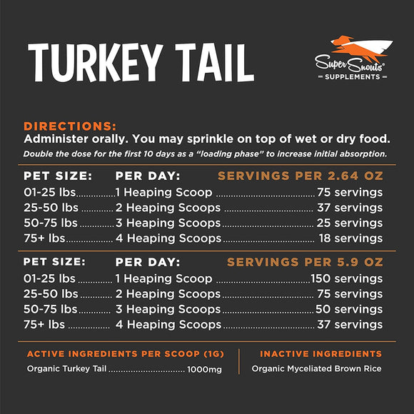 Super Snouts Turkey Tail Mushroom Organic Immune Health Supplement for Dogs & Cats