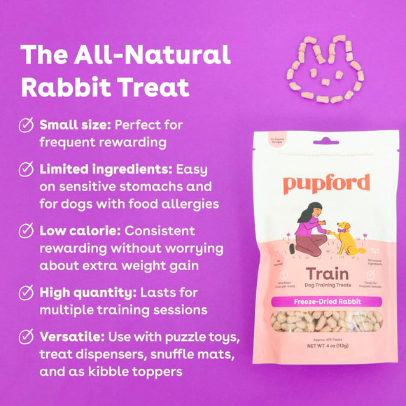 Pupford Train Freeze-Dried Rabbit Training Treats for Dogs (4 oz)