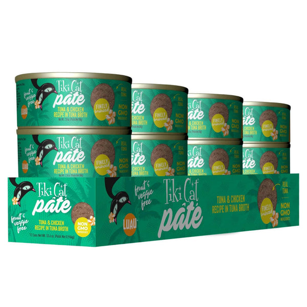 Tiki Cat Luau Ahi Tuna & Chicken Pate Grain-Free Wet Food For Cats (2.8 oz x 12 cans)