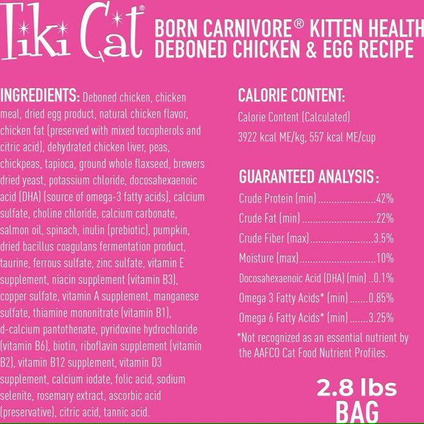 Tiki Cat Born Carnivore Chicken & Egg Kitten Dry Food for Kittens (2.8 lbs)