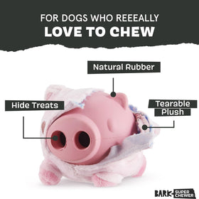 BARK Super Chewer Hambone 2-in-1 Plush Exterior with Tough Center Treat Dispensing Dog Chew Toy