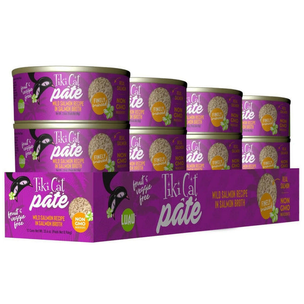 Tiki Cat Luau Wild Salmon Pate Grain-Free Wet Canned Food For Cats (2.8 oz x 12 cans)