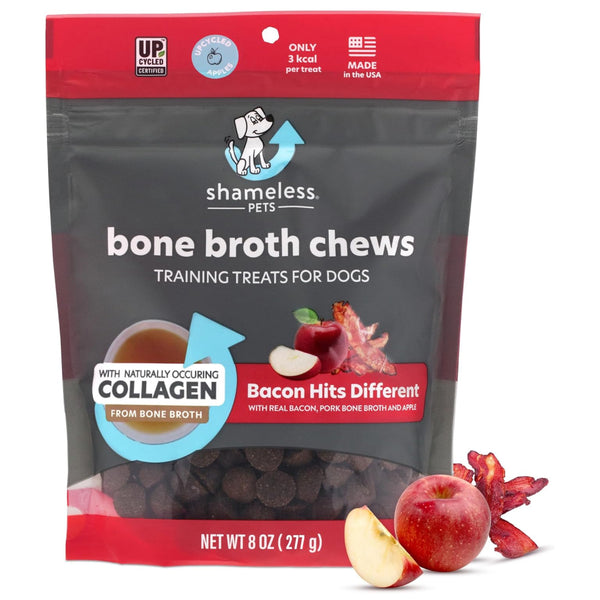 Shameless Pets Bone Broth Chews Bacon Hits Different Training Treats For Dogs (8 oz)