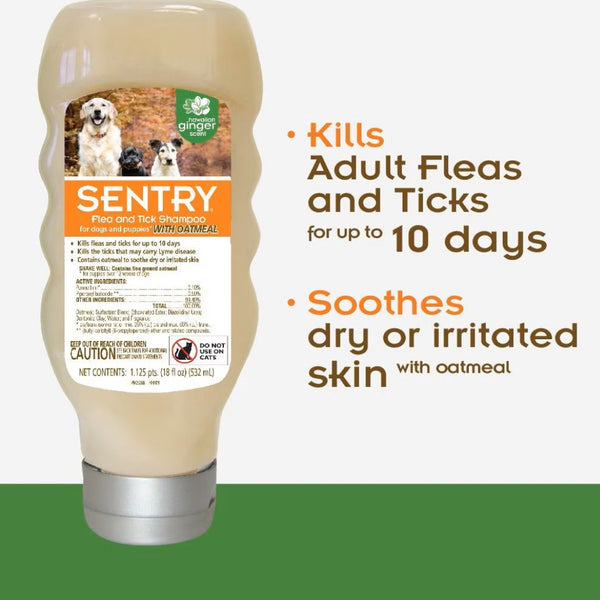 Sentry Flea & Tick Shampoo w/ Oatmeal for Dogs- Hawaiian Ginger Scent (18 oz)