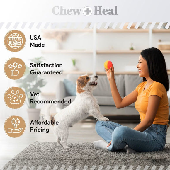 Chew + Heal Stop the Poo Chew Coprophagia Supplement for Dogs- Peanut Butter Flavor (120 Counts)