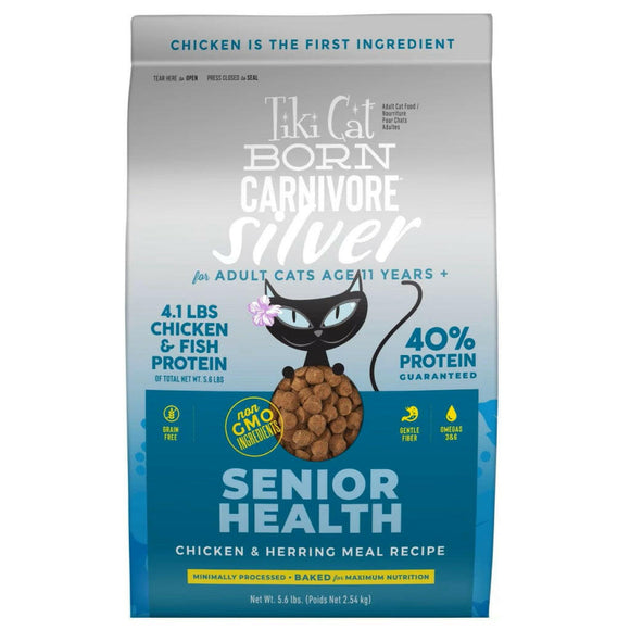 Tiki Cat Born Carnivore Silver Senior Grain-Free Dry Food For Cats (5.6 lb)