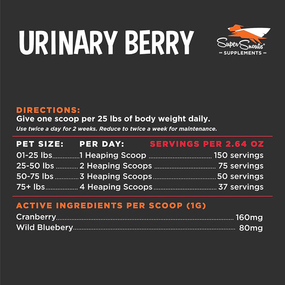 Super Snouts Urinary Berry Cranberry & Blueberry Bladder + U.T. Supplement for Dogs & Cats (2.6 oz)