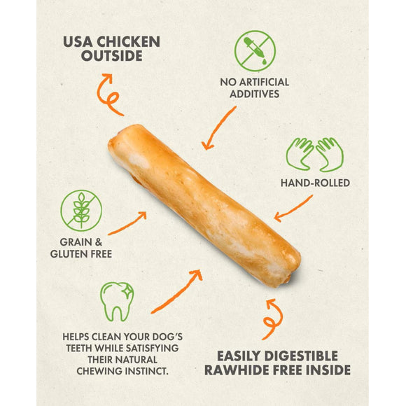 Canine Naturals RawHide-Free Chicken Recipe Rolls Dog Treats (2 Medium Rolls)