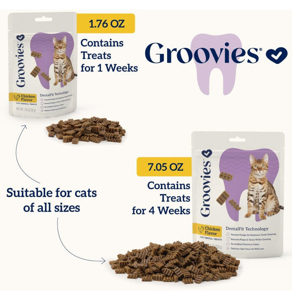 Groovies Chicken Flavor Dental Treats for Cats