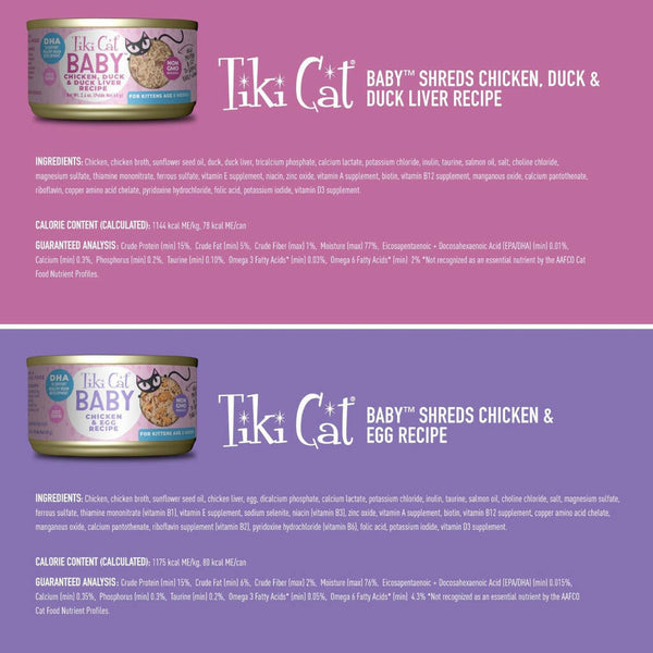 Flavrs of tiki cat baby wet food