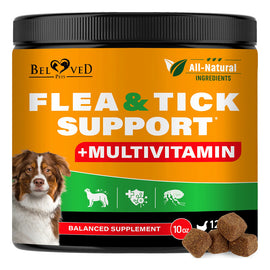 Beloved Pets Natural Flea & Tick Support + Multivitamin Chicken Flavored Soft Chews for Dogs (10 oz)