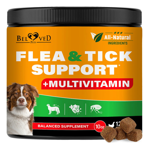 Beloved Pets Natural Flea & Tick Support + Multivitamin Chicken Flavored Soft Chews for Dogs (10 oz)