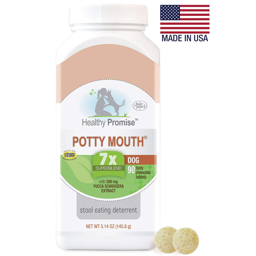 Four Paws Healthy Promise Potty Mouth - Coprophagia Stool Eating Deterrent Tablets for Dogs (90 ct)