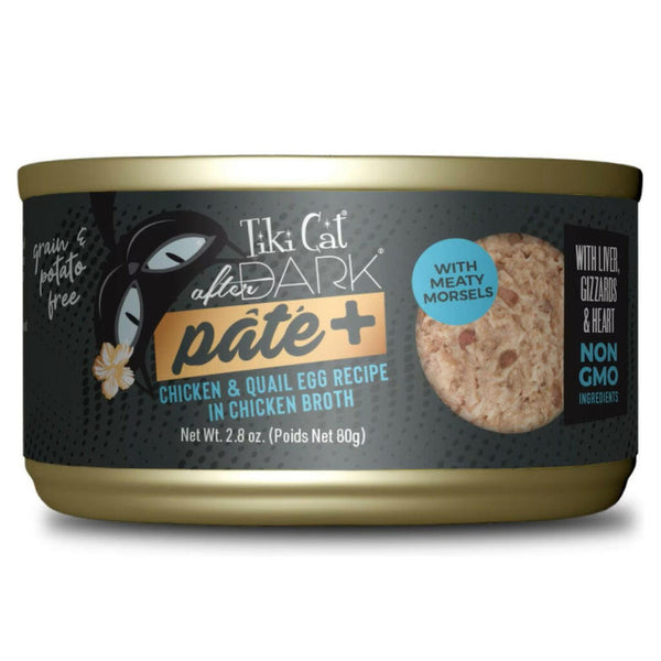 Tiki Cat After Dark Pate Chicken & Quail Egg Grain-Free Food For Cats (2.8 oz x 12 cans)