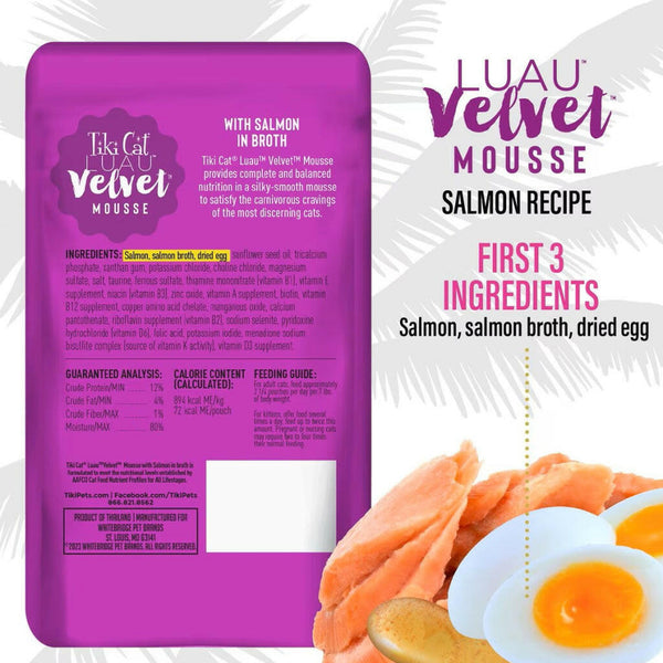 Tiki Cat Velvet Mousse Salmon Grain-Free Wet Food For Cats (2.8 oz x 12 pouches)