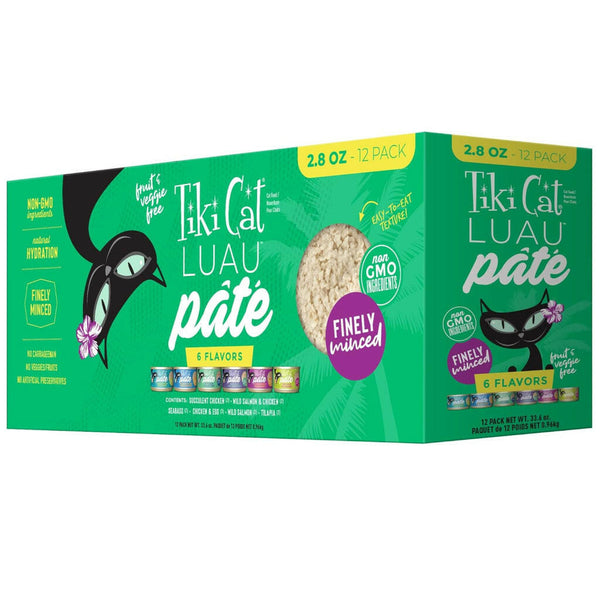 Tiki Cat Luau Pate Grain-Free Wet Food for Cats -Variety Pack (2.8 oz x 12 cans)