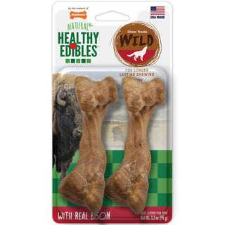 Nylabone Healthy Edibles WILD Natural Long-Lasting Bison Flavor Bone Chew Treats for Dogs