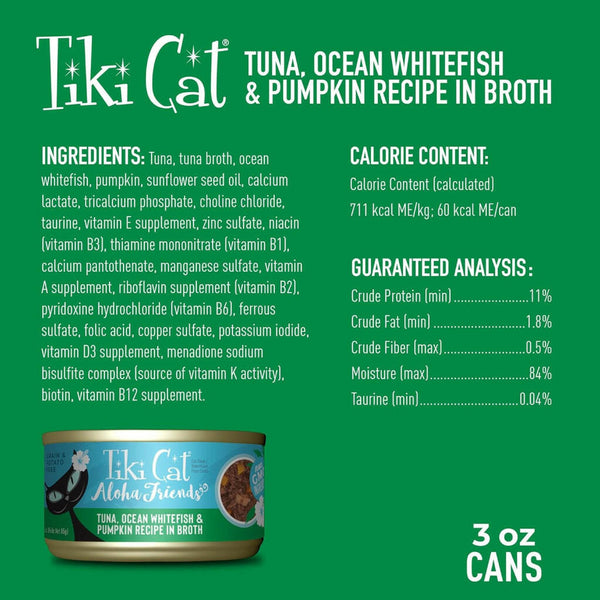 Tiki Cat Aloha Friends Tuna Ocean Whitefish Pumpkin Grain-Free Wet Food For Cats (3 oz x 12 cans)