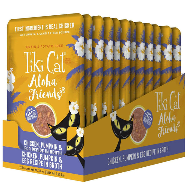 Tiki Cat Aloha Friends Chicken Pumpkin & Egg Puree Grain-Free Wet Food For Cats (2.5 oz x 12 cans)