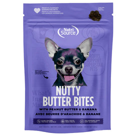 NutriSource Nutty Butter Bites with Peanut Butter & Banana Soft & Chewy Dogs Treats (6 oz)