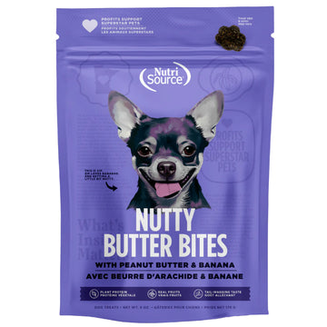NutriSource Nutty Butter Bites with Peanut Butter & Banana Soft & Chewy Dogs Treats (6 oz)