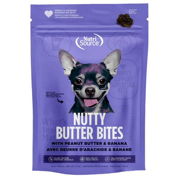 NutriSource Nutty Butter Bites with Peanut Butter & Banana Soft & Chewy Dogs Treats (6 oz)