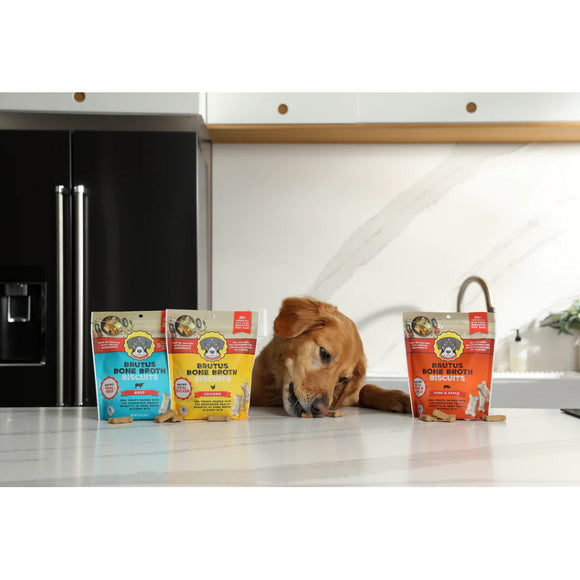 Brutus Broth Bone Broth Biscuits Beef Recipe Dog Treats (8 oz)