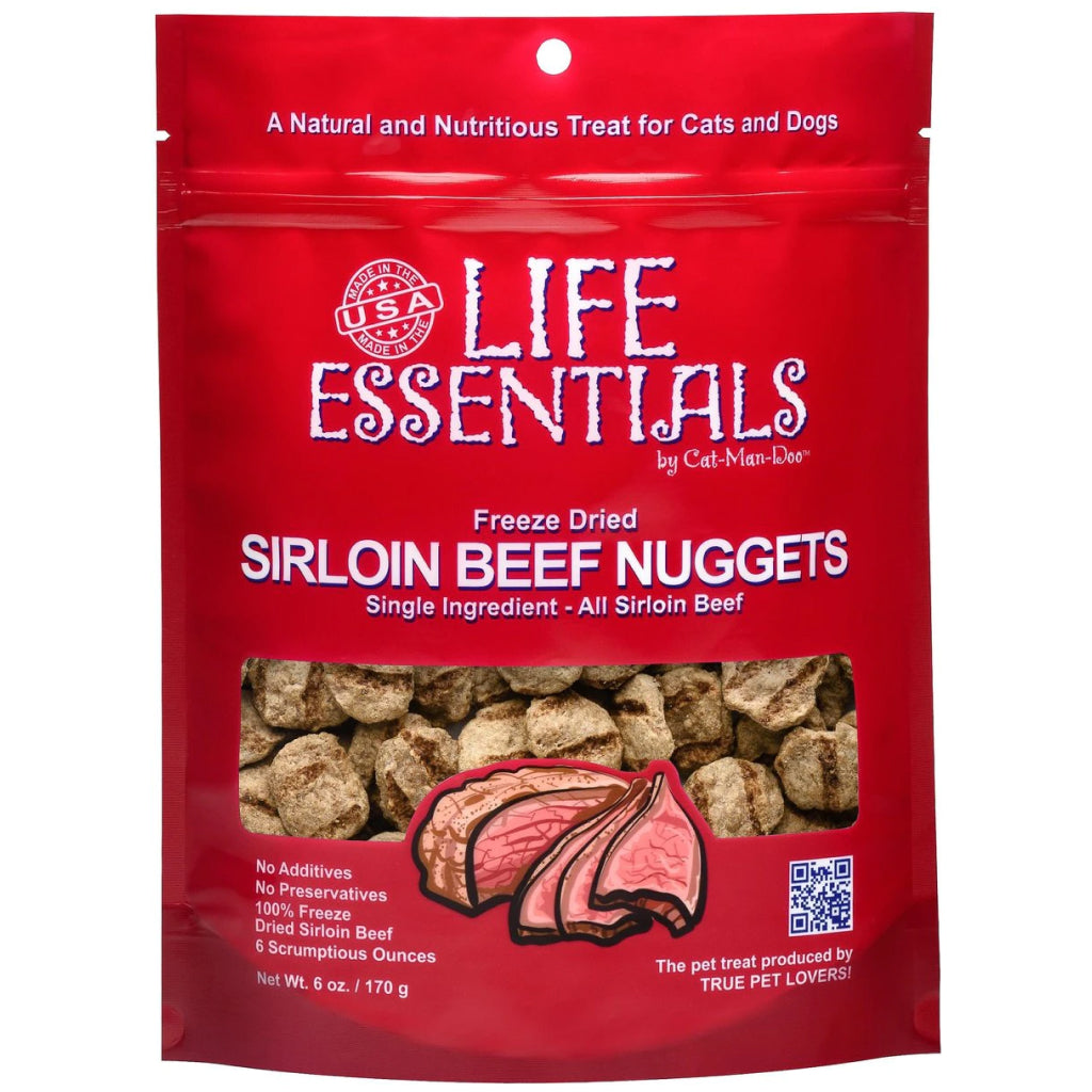 Cat-Man-Doo Life Essentials Freeze-Dried Sirloin Beef Nuggets Treats For Cats & Dogs