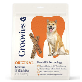 Groovies Original Chicken Flavor Dental Chews for Medium Dogs