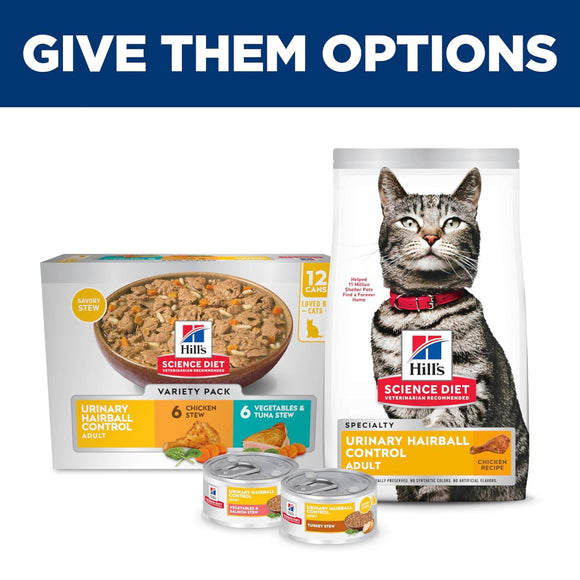 Hill's Science Diet Adult Urinary & Hairball Control Turkey Stew Recipe Wet Cat Food (2.9oz x 24 cans)