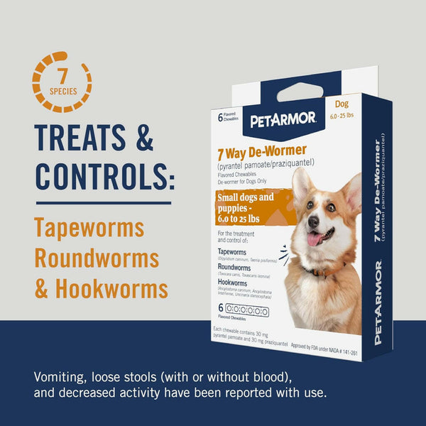 PetArmor 7 Way De-Wormer Small Dogs & Puppies 6 Count