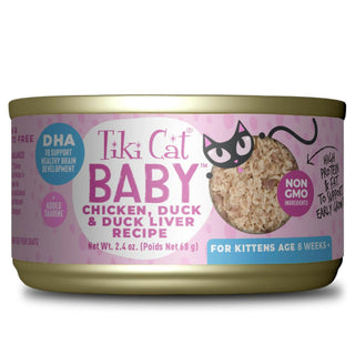 Tiki Cat Baby Shreds Chicken & Duck & Duck Liver Grain-Free Wet Food For Cats(2.4 oz x 12 cans)