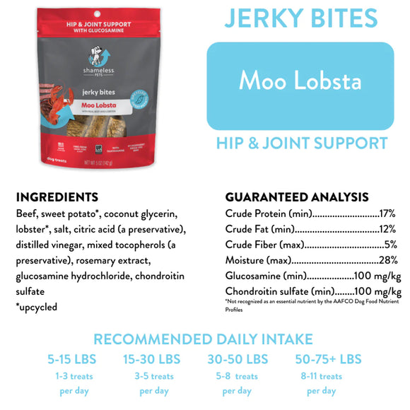 Shameless Pets Moo Lobsta Jerky Bites Treats For Dogs (5 oz)