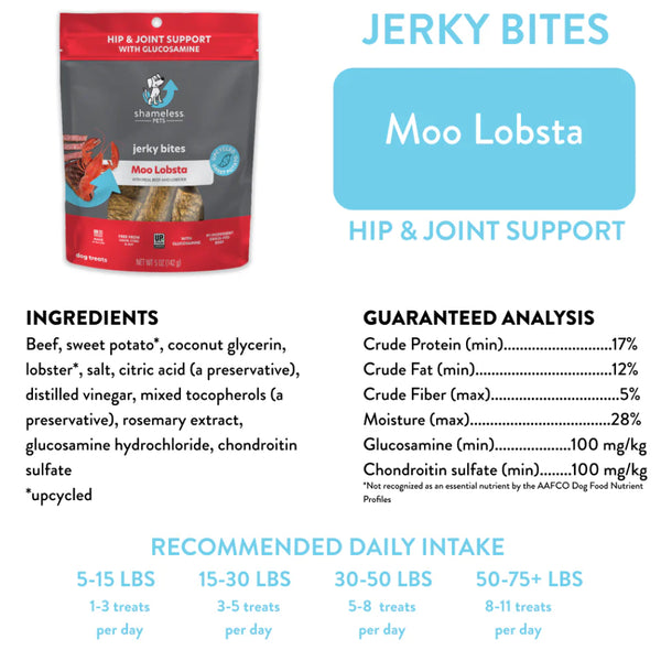 Shameless Pets Moo Lobsta Jerky Bites Treats For Dogs (5 oz)