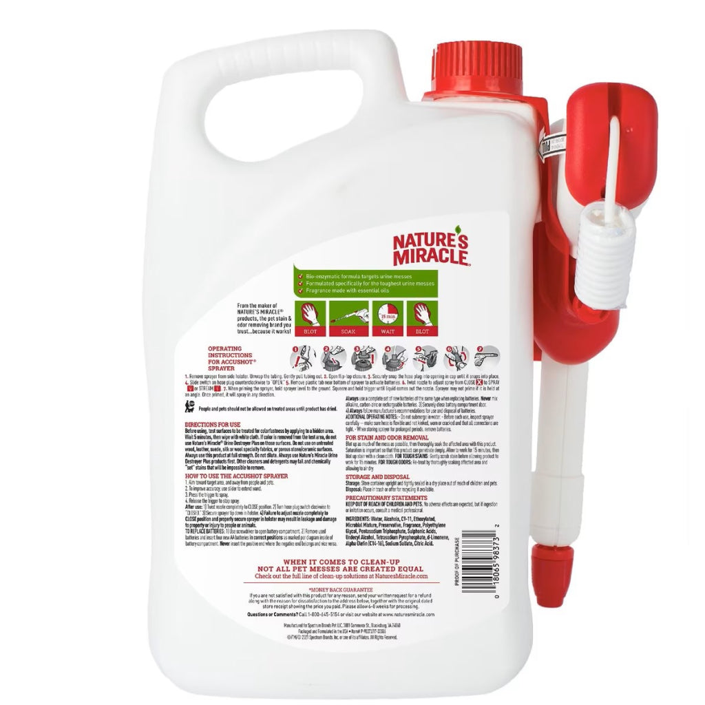 Nature's Miracle Urine Destroyer Plus Enzymatic Formula for Dogs (Gallon w/ AccuShot sprayer)