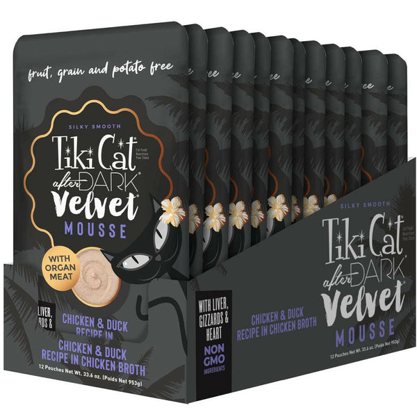 Tiki Cat After Dark Mousse Velvet Chicken & Duck Grain-Free Wet Food For Cats (2.8 oz x 12 pouches)