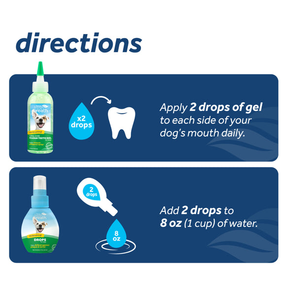 TropiClean Fresh Breath No Brushing Total Care Clean Teeth & Oral Care Gel Kit- 4oz